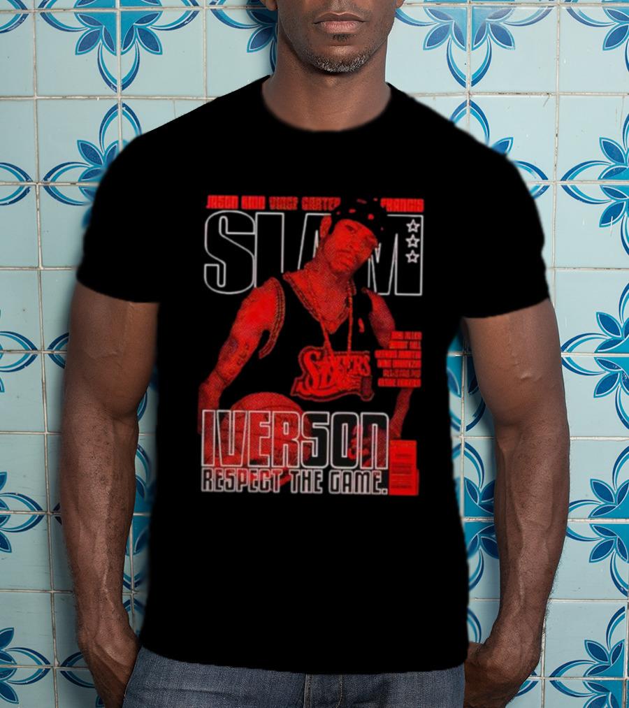 Slam Magazine Allen Iverson Sixers Respect The Game Mural T-Shirt