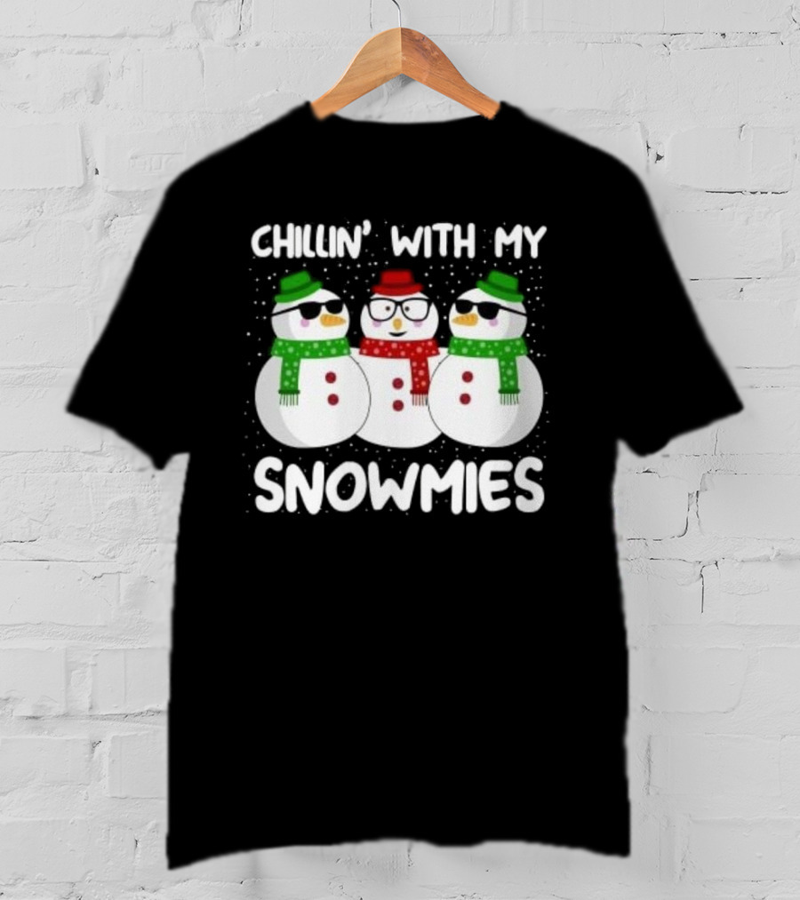 Chillin' With My Snowmies Christmas Snowman Trio T-Shirt