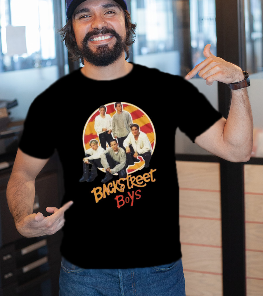 Backstreet Boys Striped Circle Group Image T-Shirt