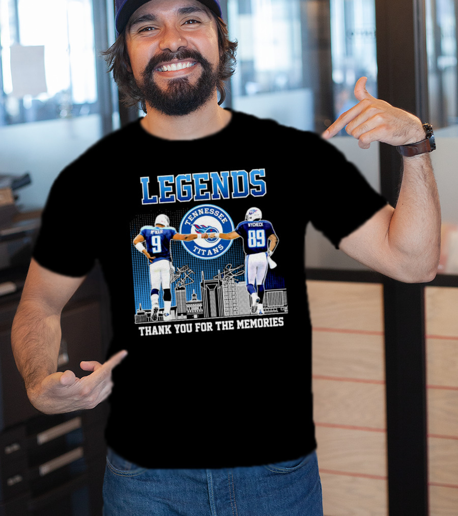 LEGENDS Tennessee Titans McNair Wycheck Thank You For The Memories T-Shirt