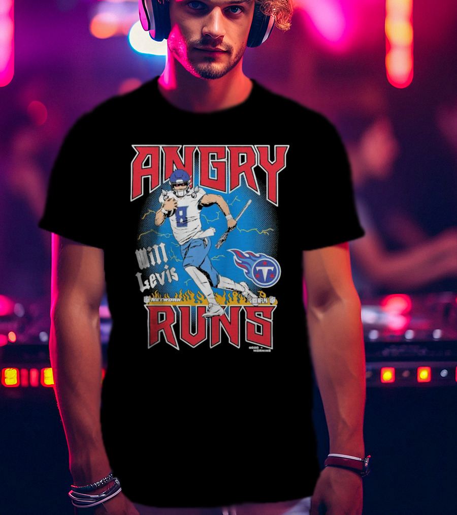 Tennessee Titans Will Levis Angry Runs NFL Network Football 8 Breaking Through Flames T-Shirt