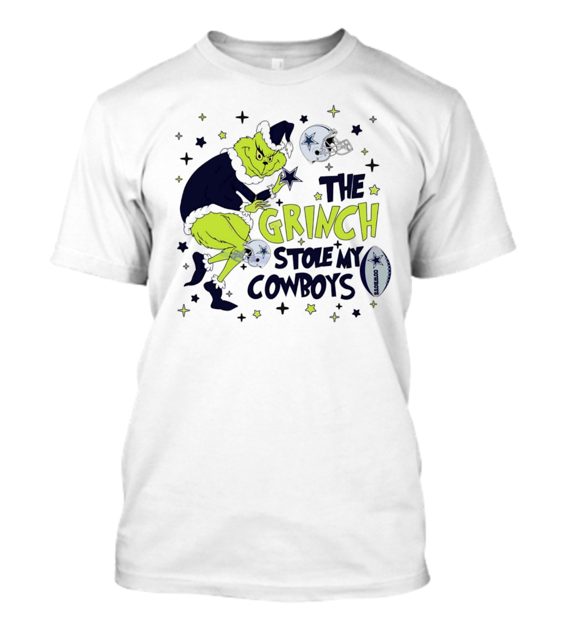 The Grinch Stole My Cowboys Christmas Football Helmet And Star T-Shirt