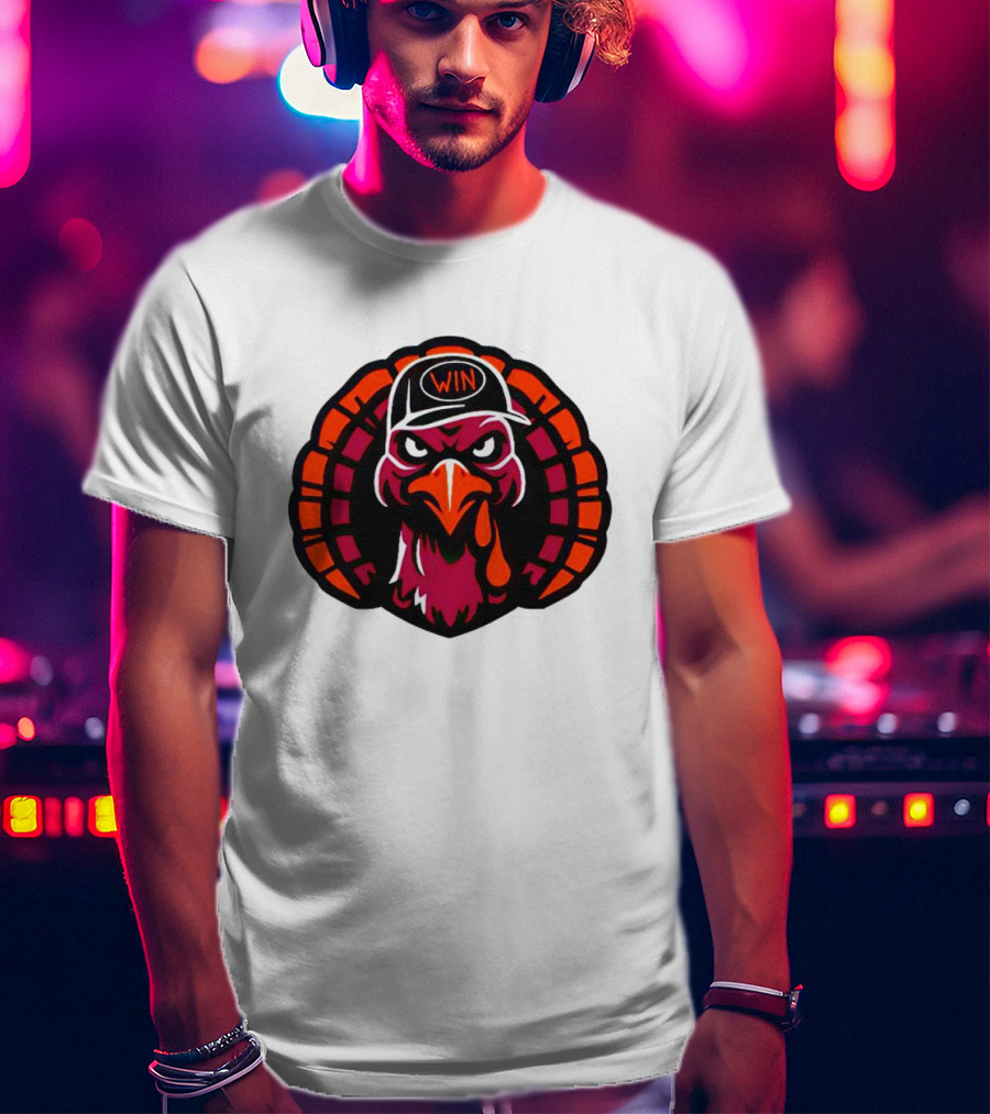 Turkey Wearing A Win Hat With Fierce Expression T-Shirt
