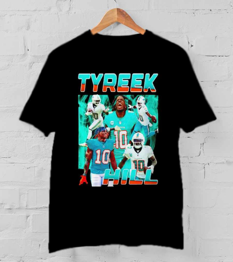 TYREEK HILL Picture Collage Miami Dolphins Football Images T-Shirt
