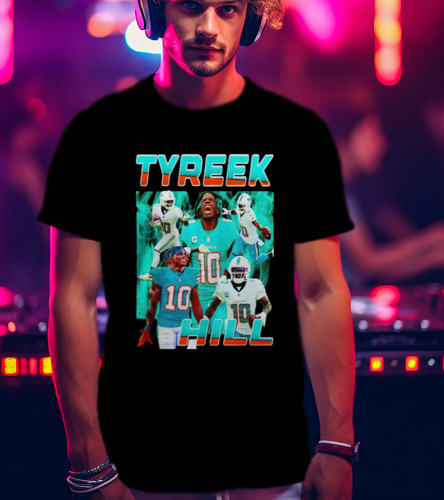 TYREEK HILL Picture Collage Miami Dolphins Football Images T-Shirt