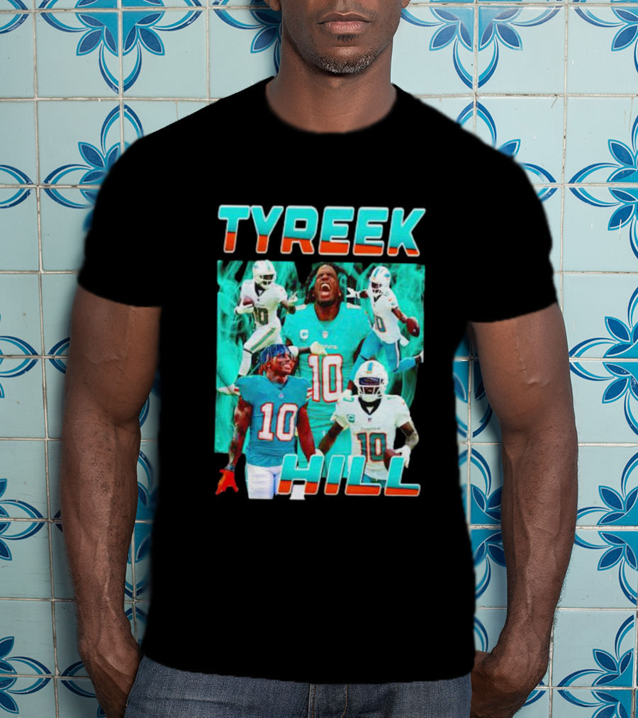 TYREEK HILL Picture Collage Miami Dolphins Football Images T-Shirt
