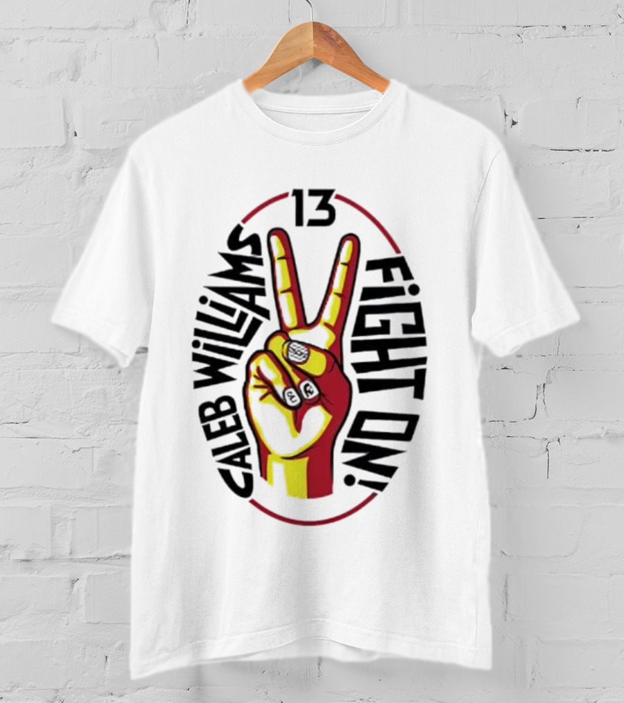 Caleb Williams 13 Fight On USC Trojans Peace Sign T-Shirt