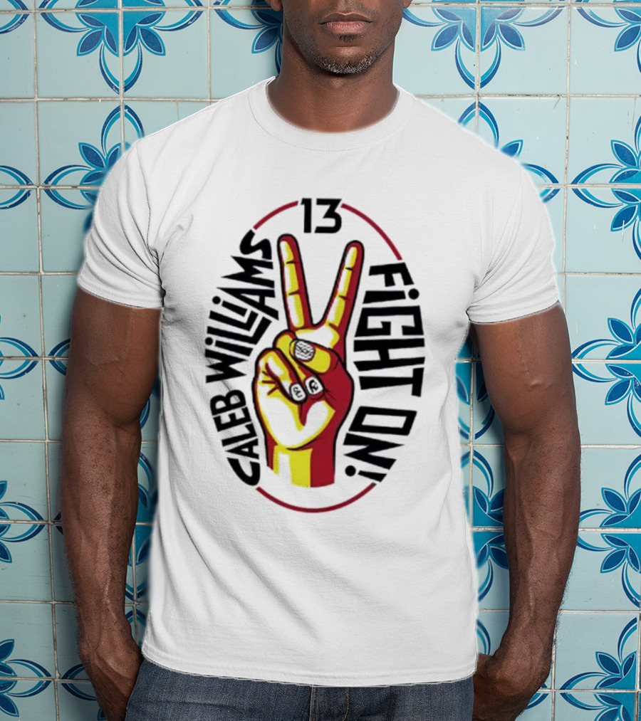 Caleb Williams 13 Fight On USC Trojans Peace Sign T-Shirt