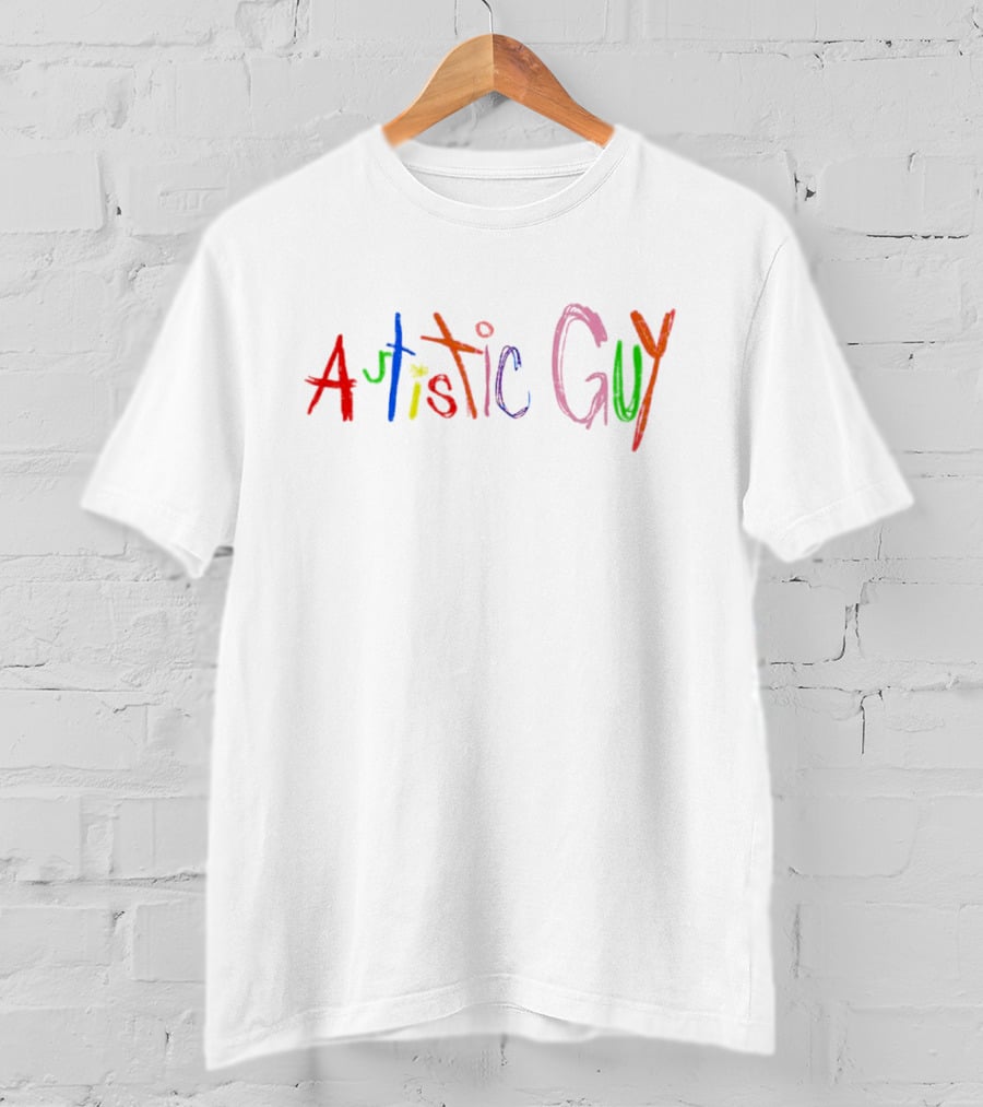 Autistic Guy Multicolored Handwritten Text T-Shirt
