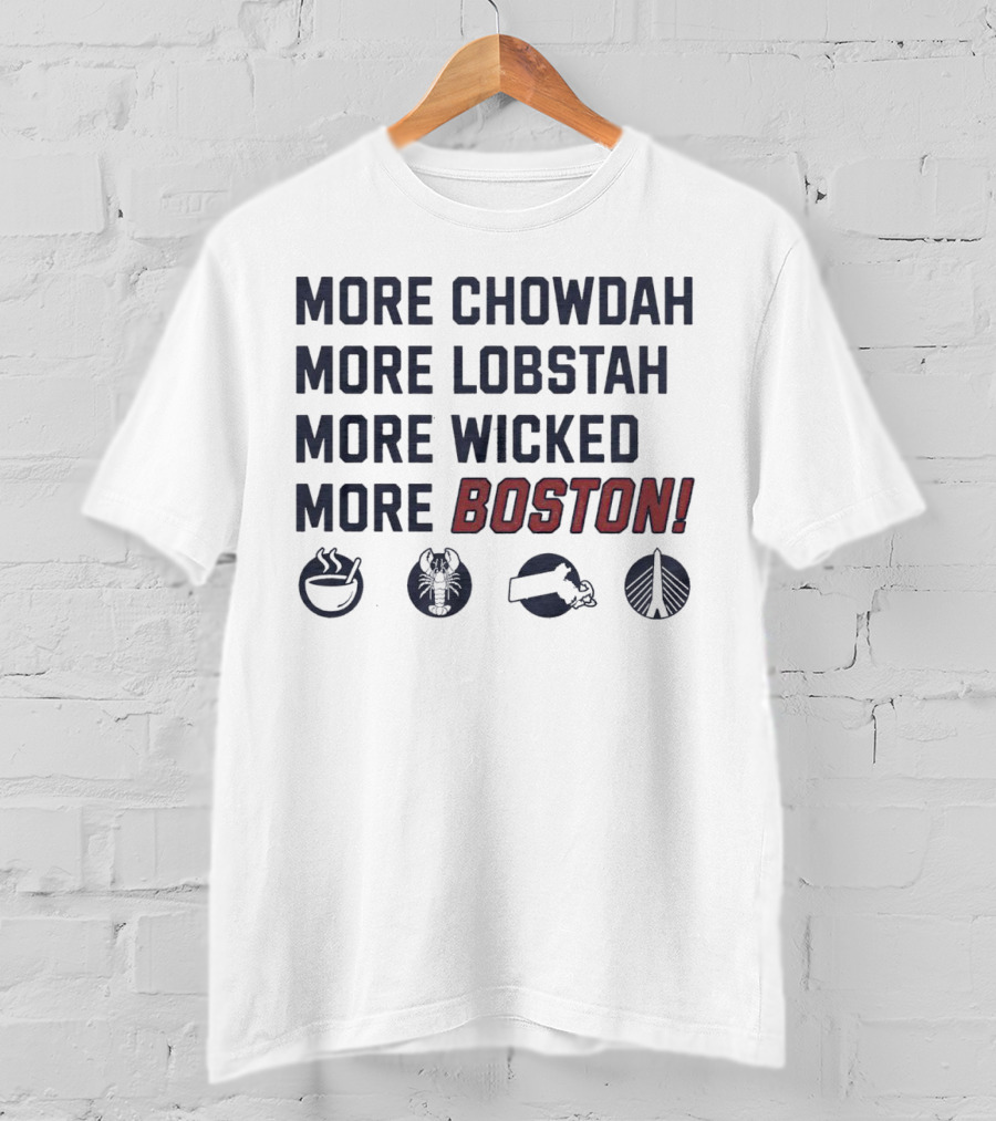 More Chowdah More Lobstah More Wicked More Boston Icons Bowl Lobster Hat Bridge T-Shirt
