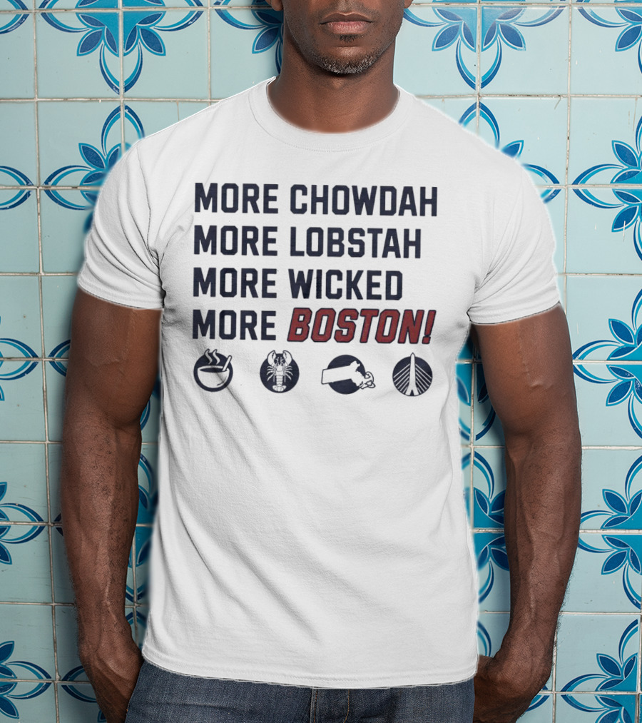 More Chowdah More Lobstah More Wicked More Boston Icons Bowl Lobster Hat Bridge T-Shirt