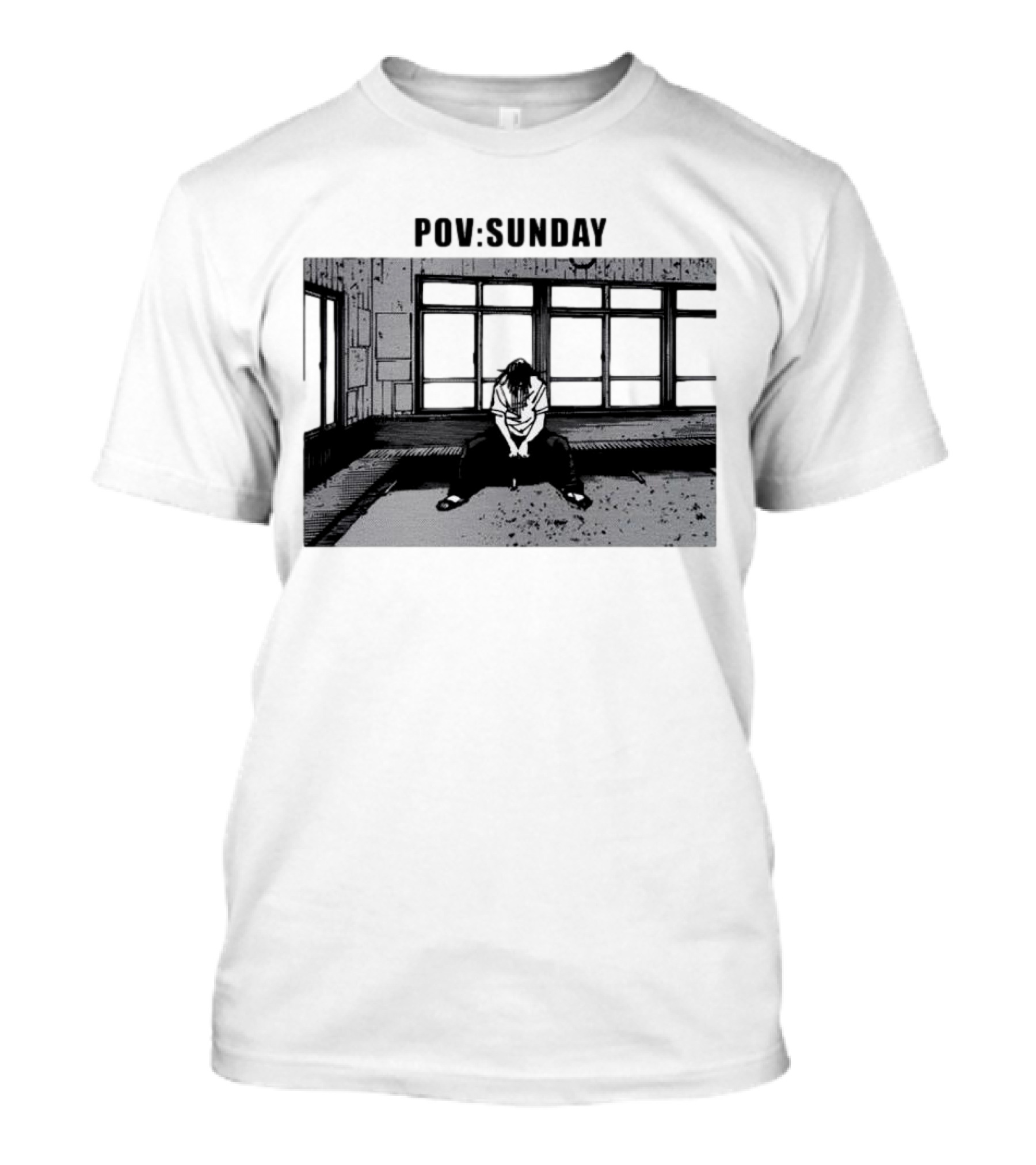 POV Sunday Manga Style Sit Alone Scene T-Shirt