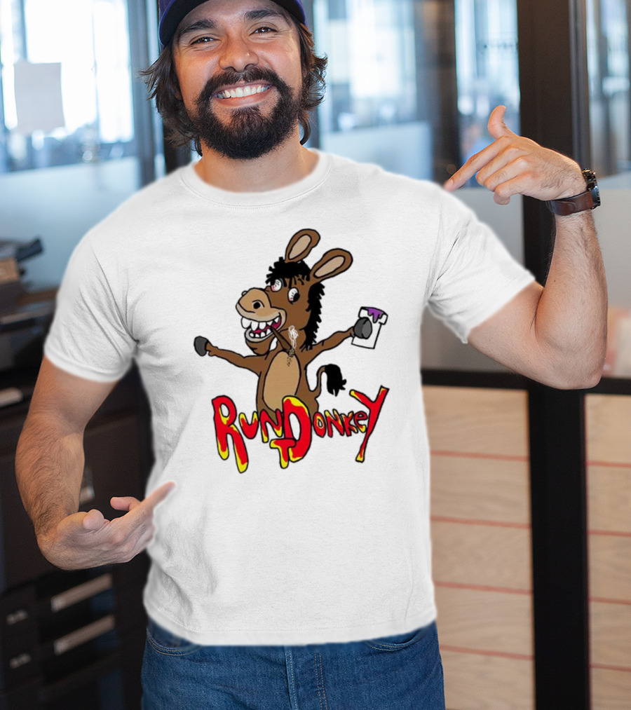 Runt Donkey Parody With Cartoon Donkey Holding Bell And Rockstar T-Shirt