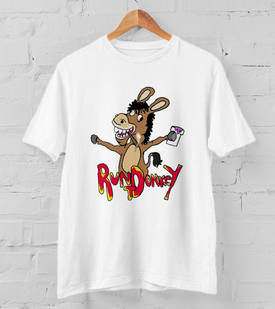 Rund Donkey Cartoon Character With Paint Can T-Shirt