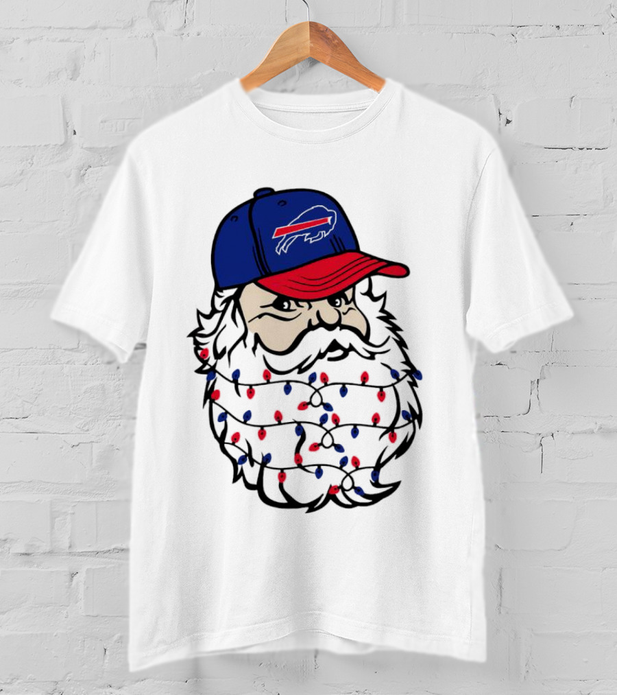Santa Buffalo Bills Christmas Lights Beard Football T-Shirt