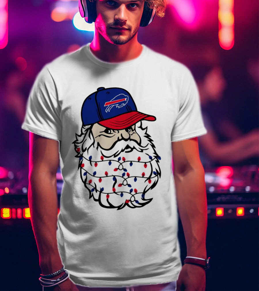 Santa Buffalo Bills Christmas Lights Beard Football T-Shirt