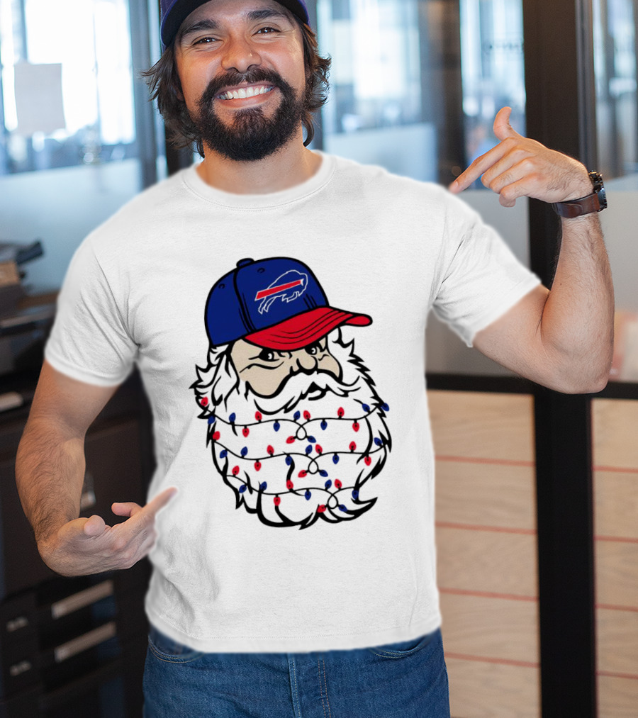 Santa Buffalo Bills Christmas Lights Beard Football T-Shirt
