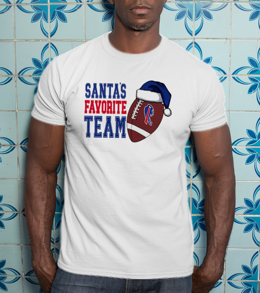 Santa's Favorite Team Buffalo Bills Christmas Football Holiday T-Shirt