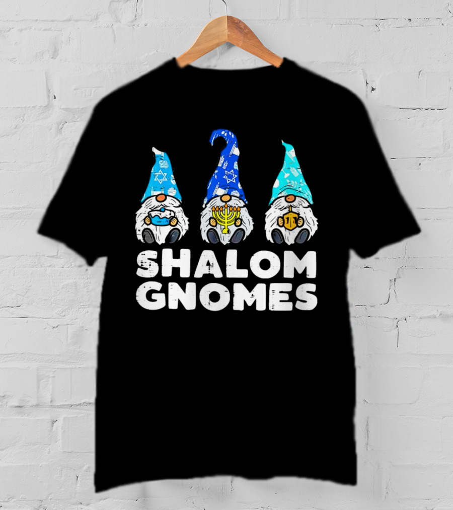 Shalom Gnomes Hanukkah Menorah Star Of David T-Shirt