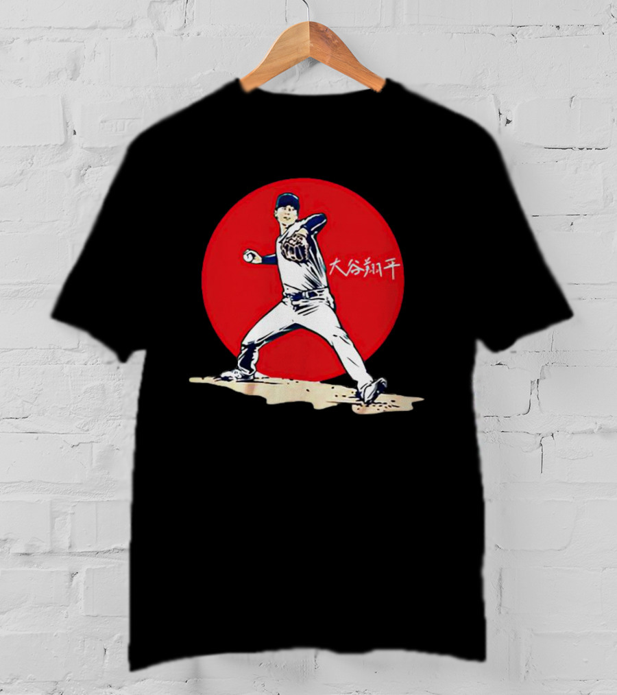 Shohei Ohtani Japanese Baseball Pitcher Icon Red Circle Kanji T-Shirt