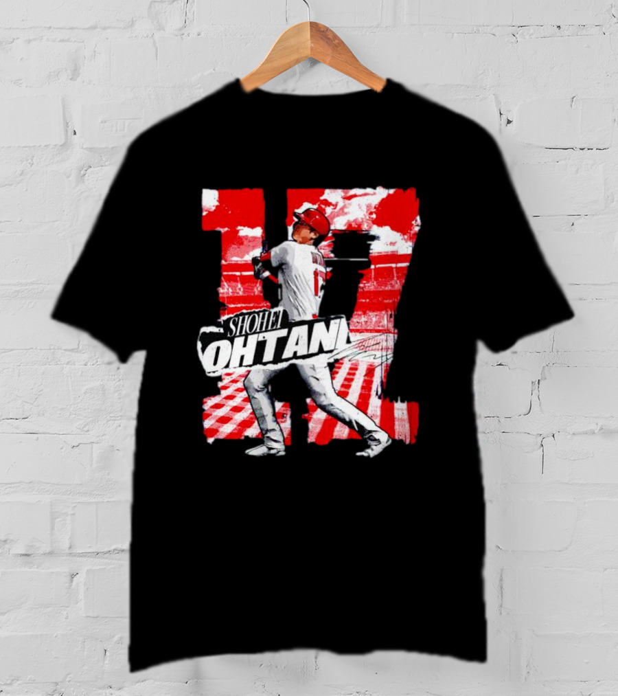 Shohei Ohtani Los Angeles Baseball 17 Cartoon Signature T-Shirt