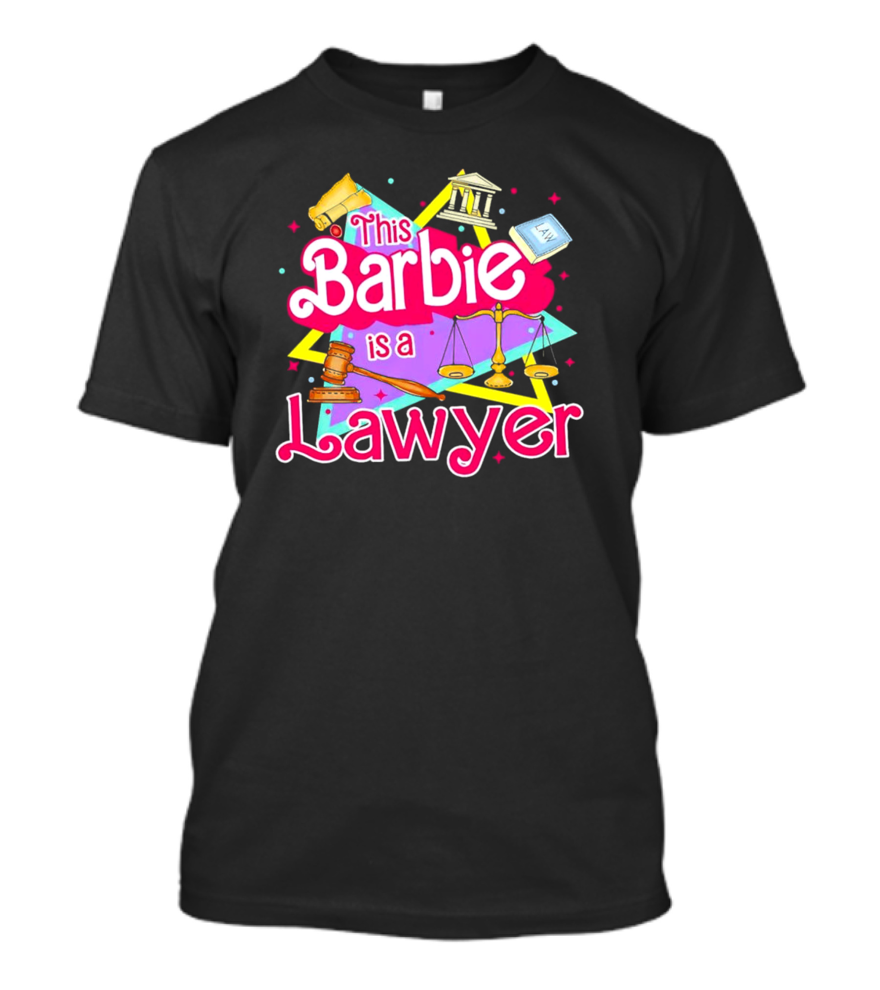 This Barbie Is A Lawyer With Scales Of Justice And Legal Icons T-Shirt