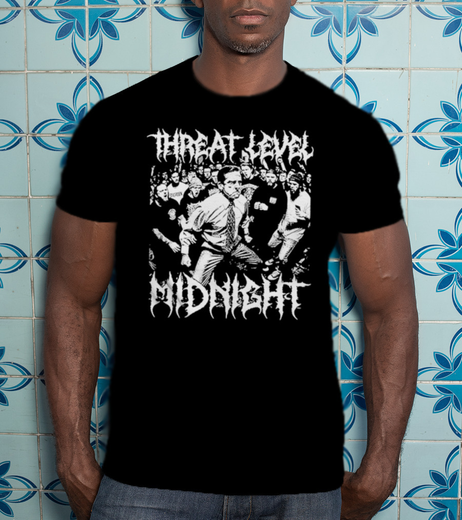 Threat Level Midnight Fight Scene Crowd Action T-Shirt