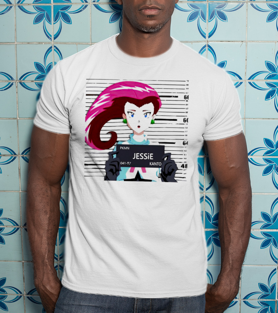 Jessie Mugshot Team Rocket Pokemon Anime T-Shirt