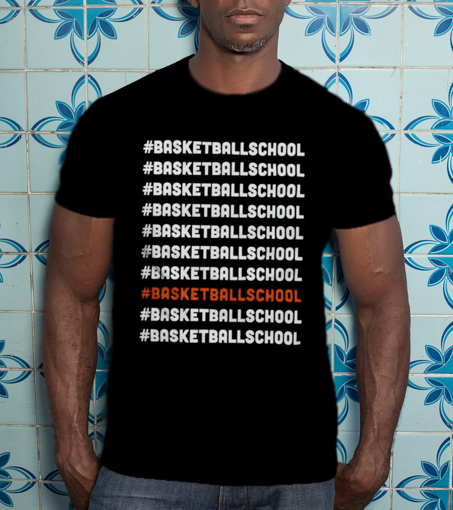 BASKETBALLSCHOOL Repeated Pattern With Emphasis T-Shirt