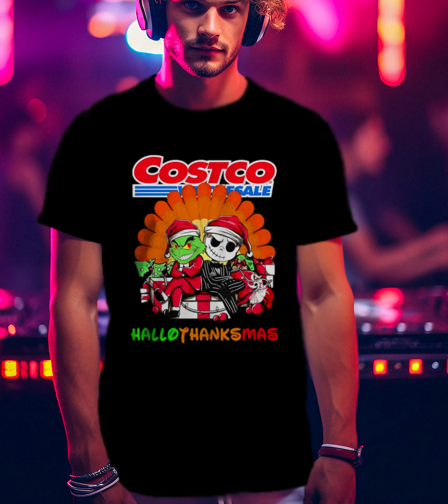 Costco Wholesale Grinch And Jack Skellington HalloThanksMas T-Shirt
