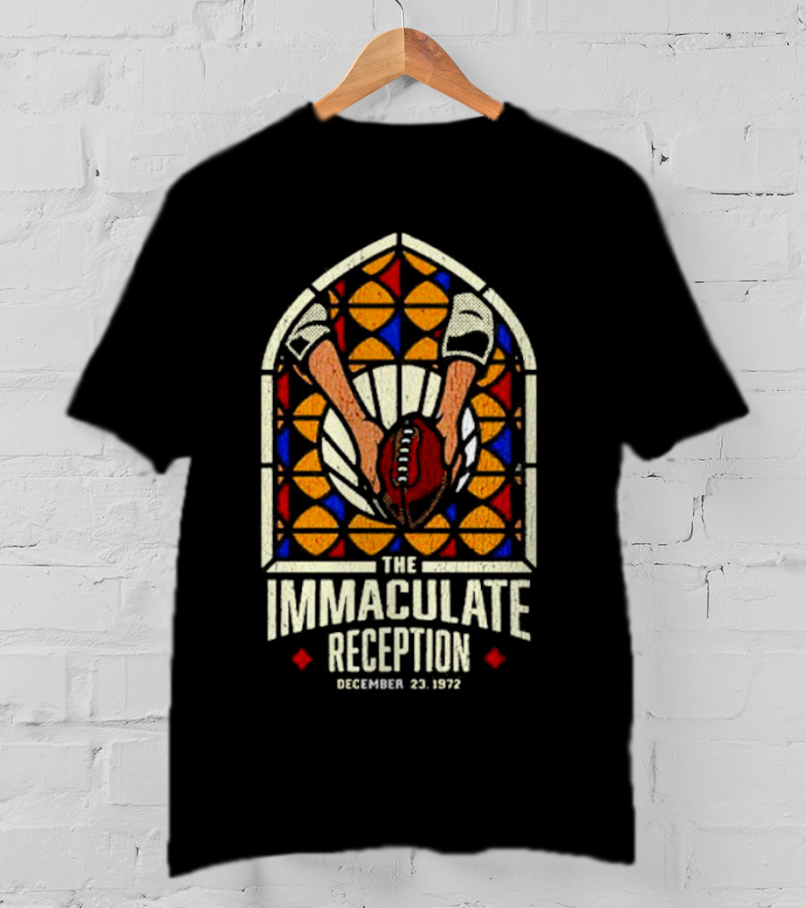The Immaculate Reception December 23, 1972 Stained Glass Football Catch T-Shirt