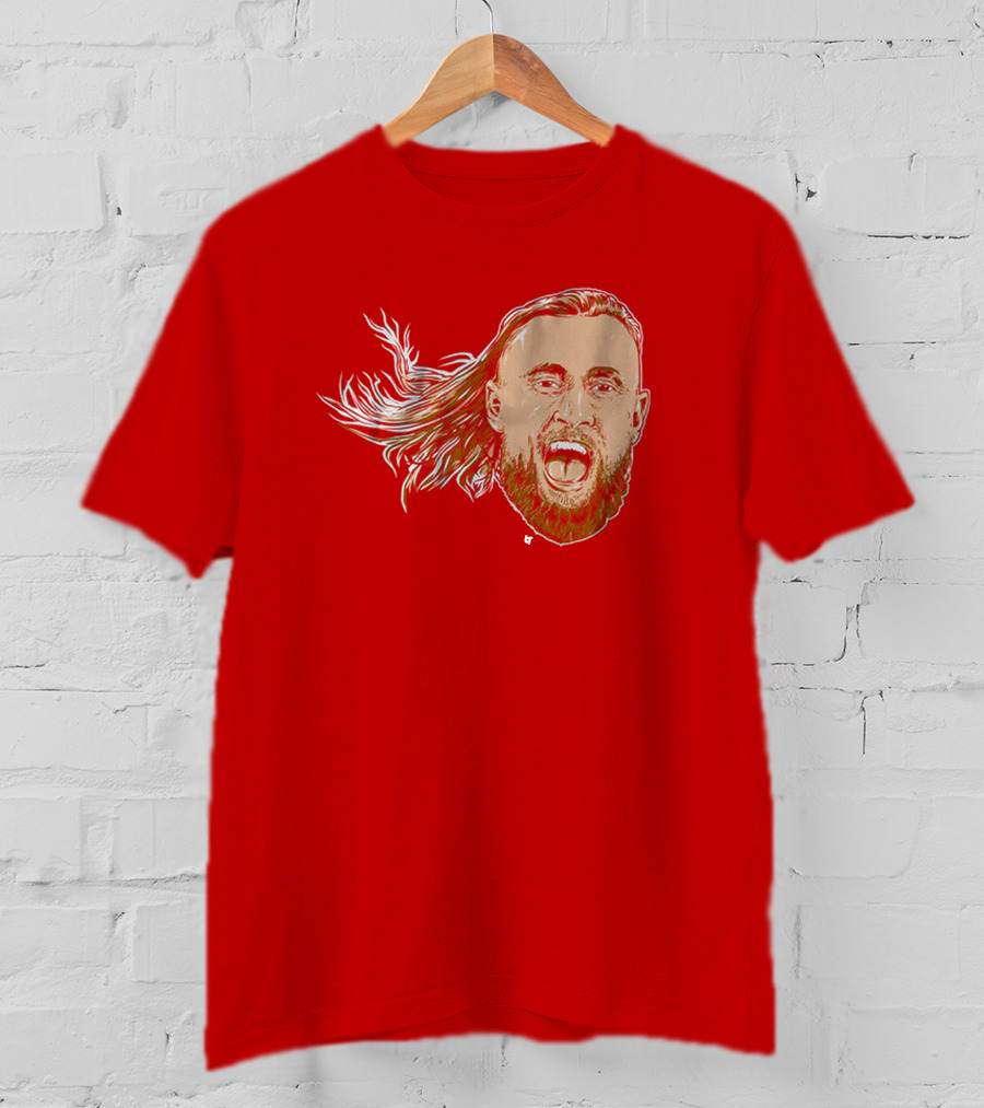 George Kittle Swag Head 49ers Red Beard Roaring Face T-Shirt