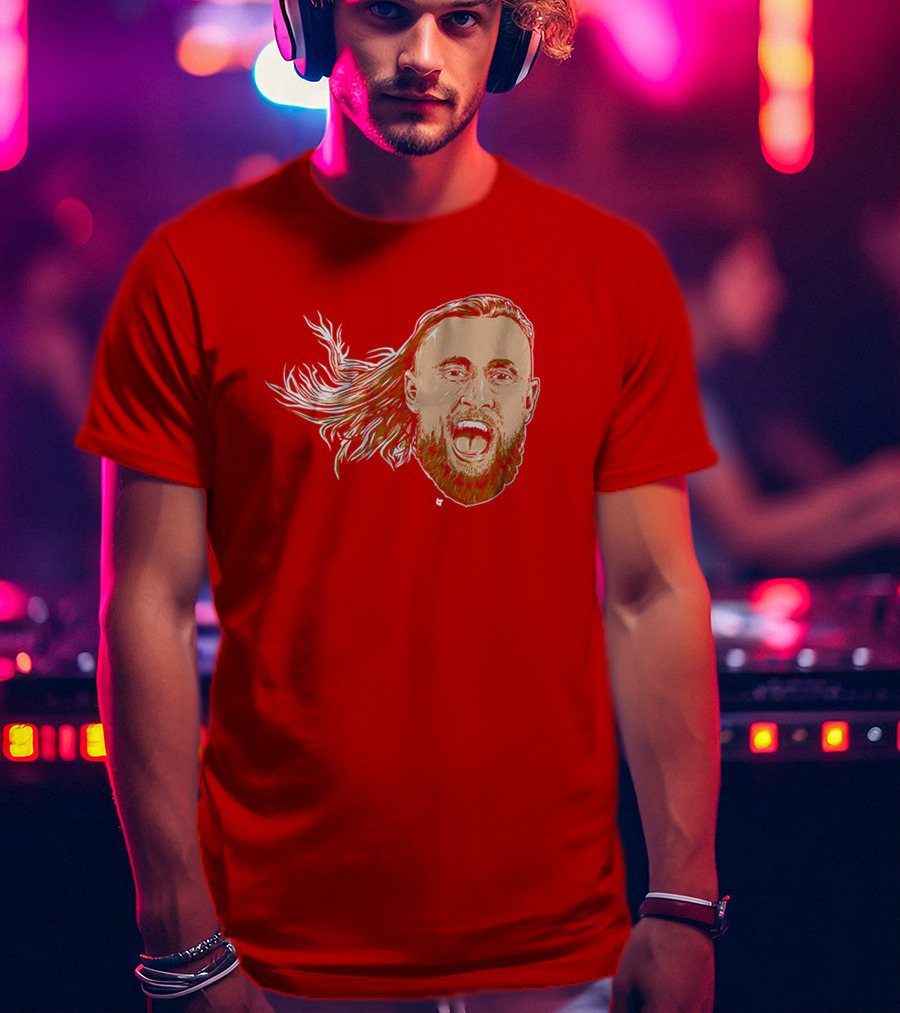George Kittle Swag Head 49ers Red Beard Roaring Face T-Shirt