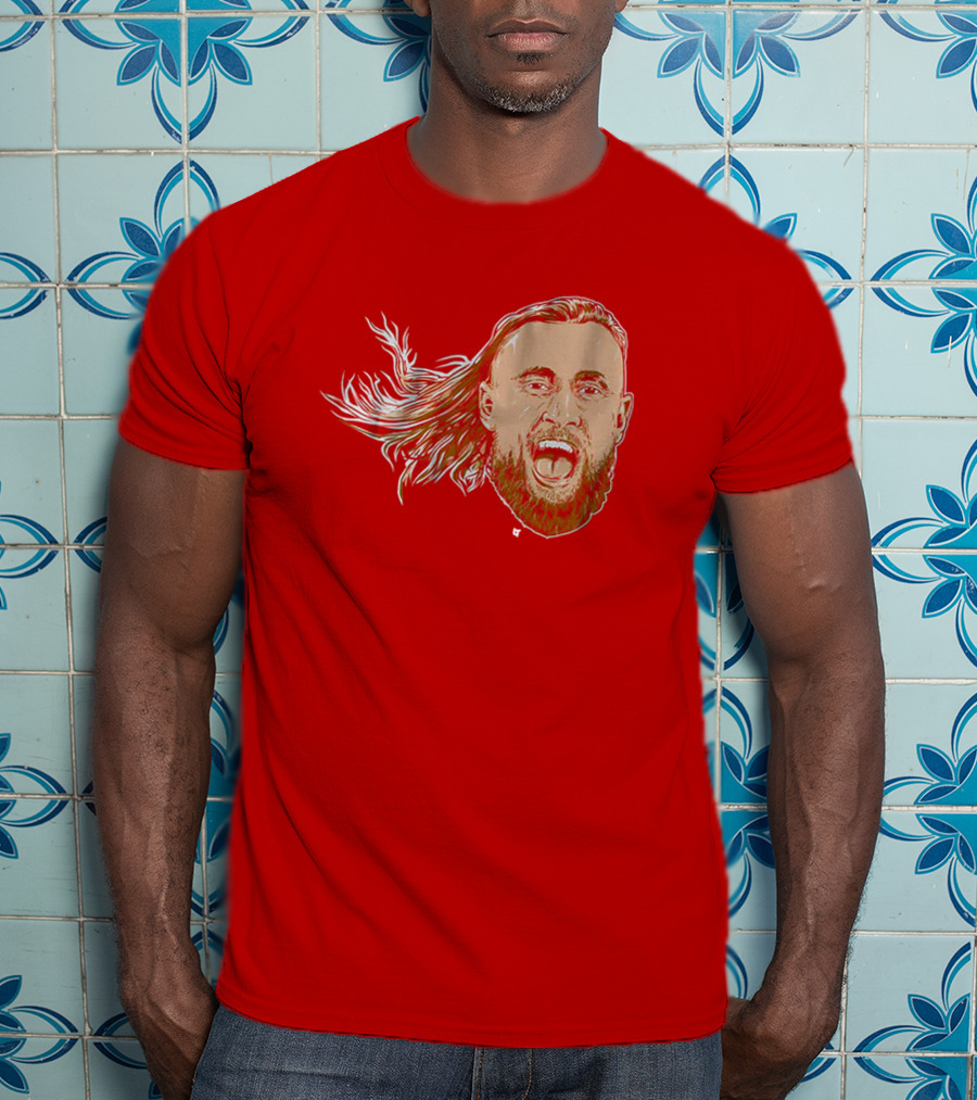 George Kittle Swag Head 49ers Red Beard Roaring Face T-Shirt