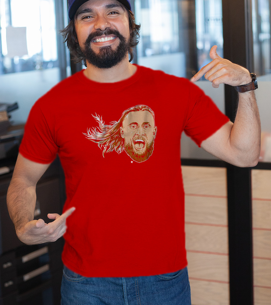 George Kittle Swag Head 49ers Red Beard Roaring Face T-Shirt