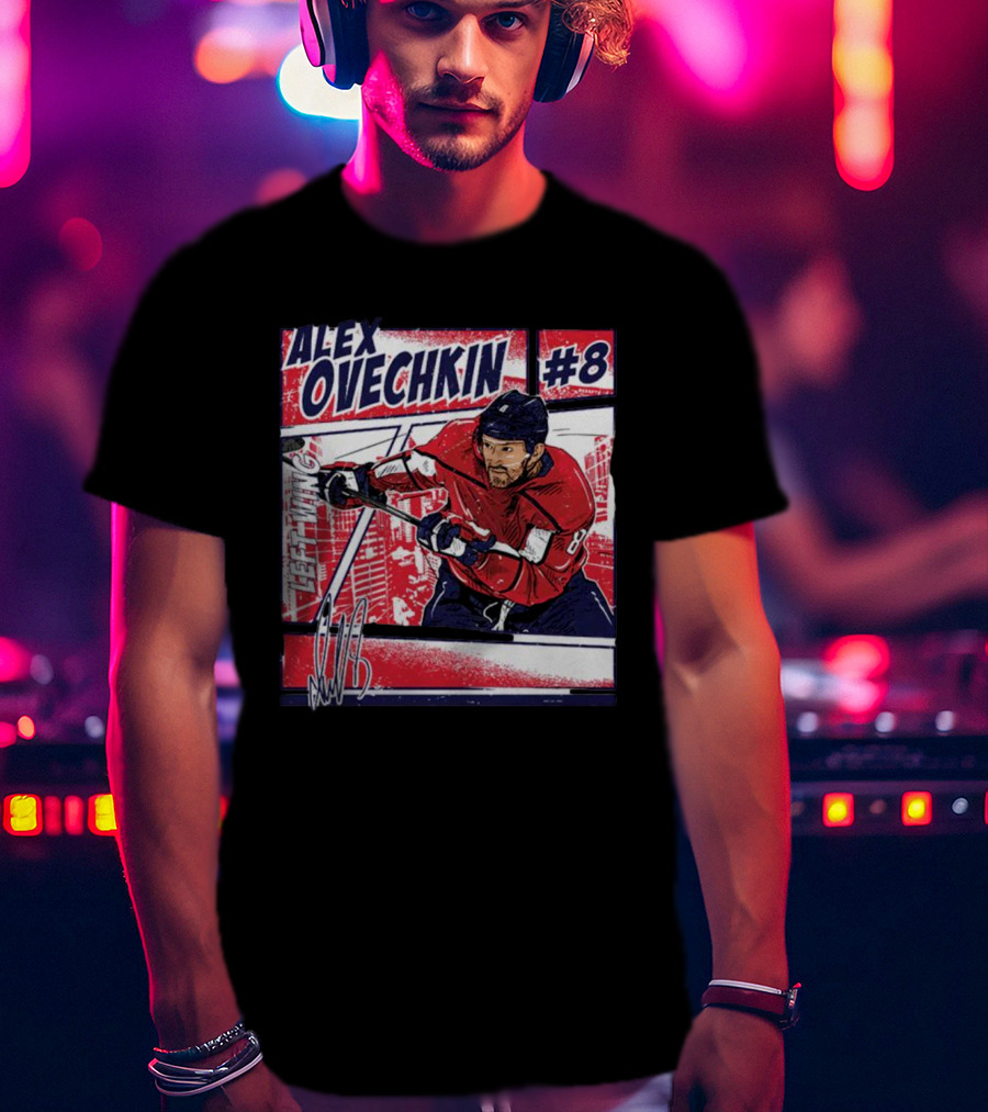 Alex Ovechkin #8 Washington Comic Left Wing Hockey T-Shirt