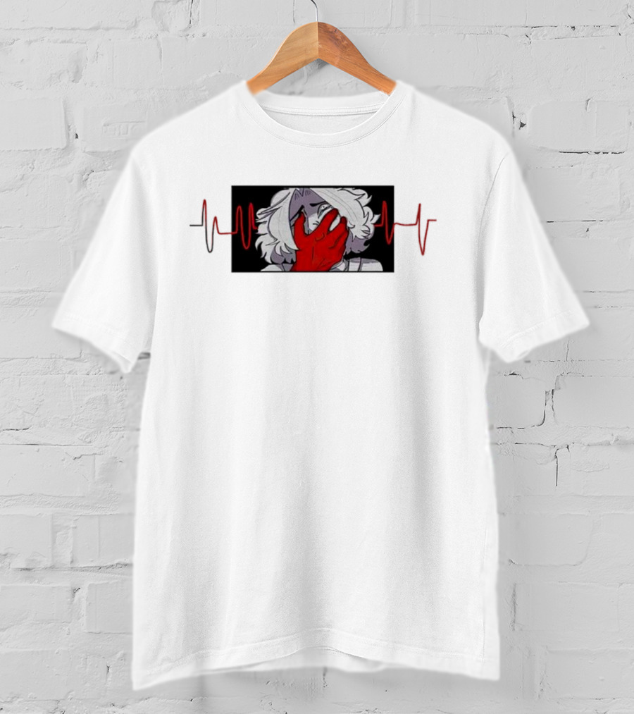 Area Unknown Guqqie New Anime Character With Red Hand And Heartbeat Line T-Shirt