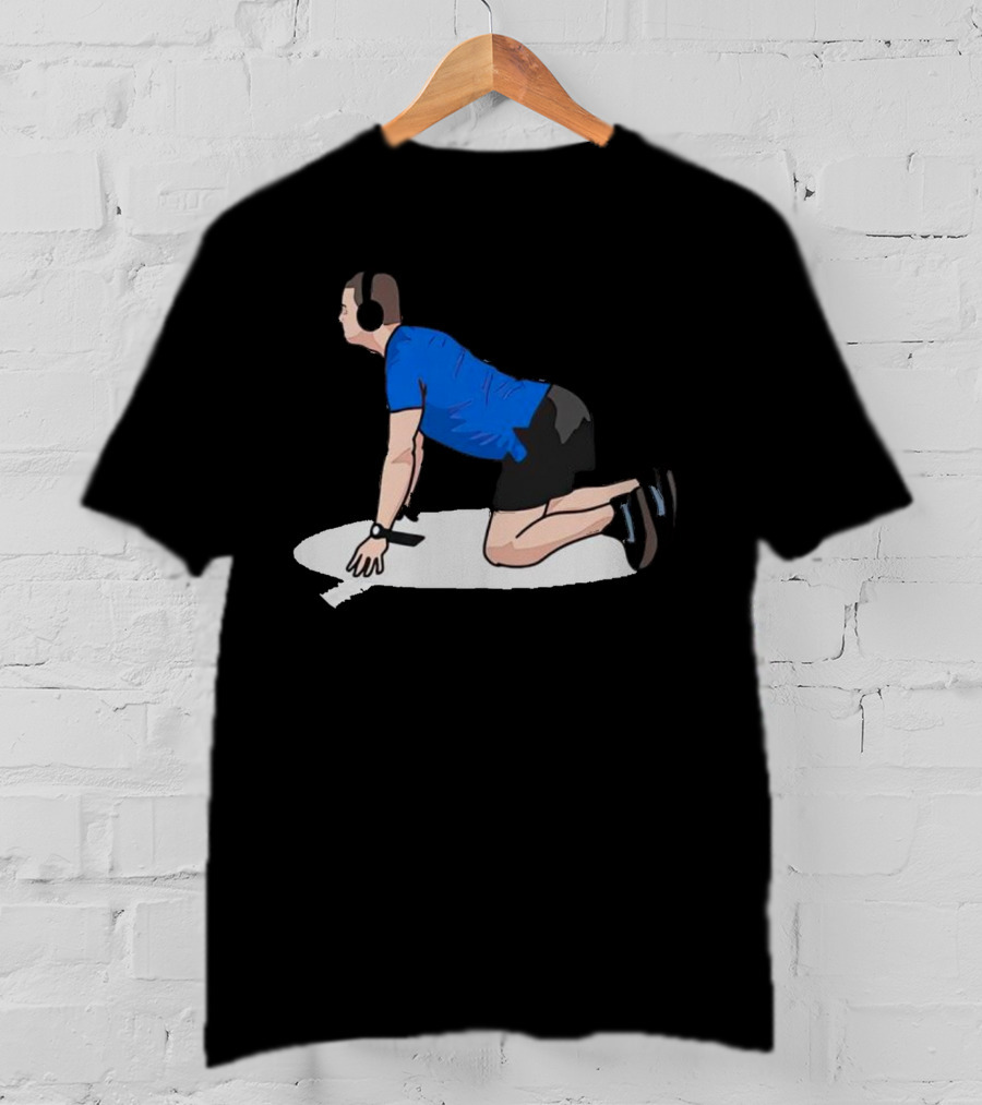 Brandon Staley’s Pregame Routine Headphones Kneeling Exercise T-Shirt