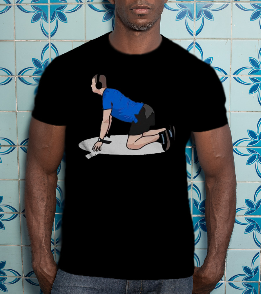 Brandon Staley’s Pregame Routine Headphones Kneeling Exercise T-Shirt