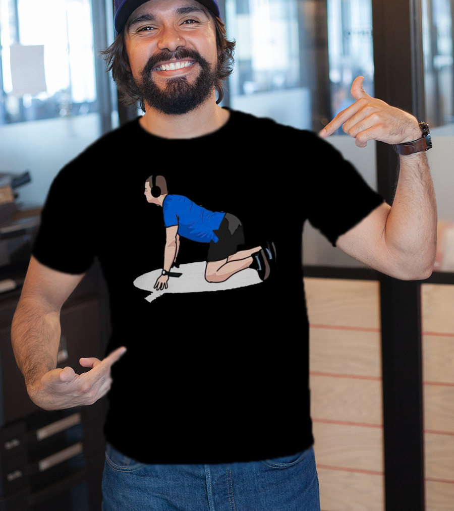 Brandon Staley’s Pregame Routine Headphones Kneeling Exercise T-Shirt