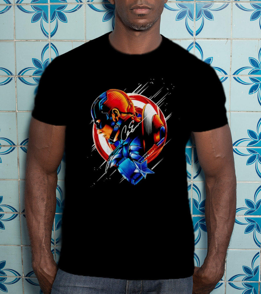 Captain America Profile With Shield Signature T-Shirt