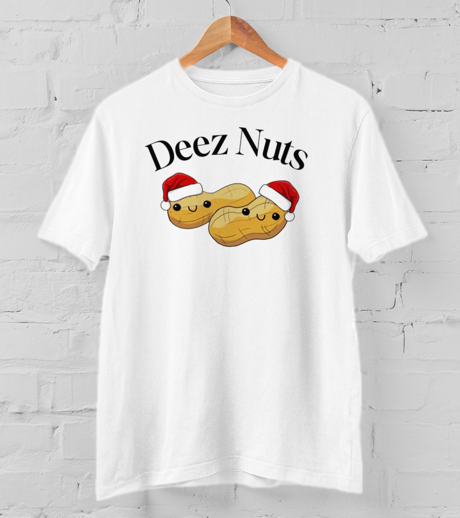 Santa Deez Nuts Merry Christmas Peanuts With Hats T-Shirt