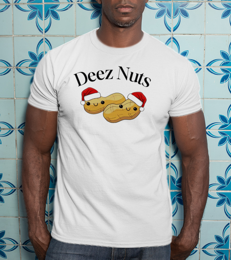 Santa Deez Nuts Merry Christmas Peanuts With Hats T-Shirt