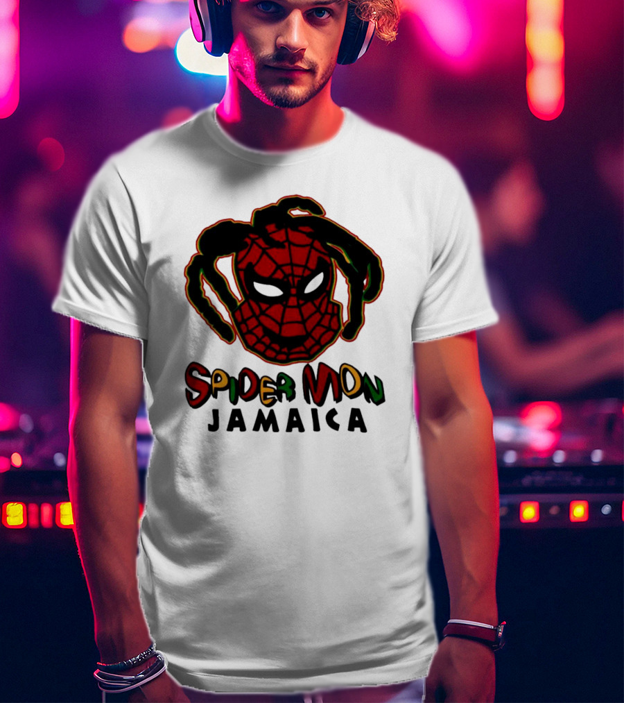 Spider Mon Jamaica Rasta Colors Face T-Shirt
