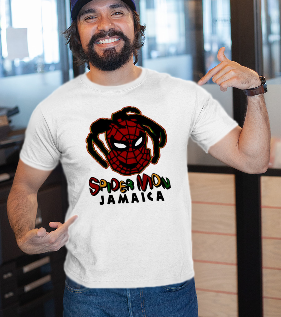 Spider Mon Jamaica Rasta Colors Face T-Shirt