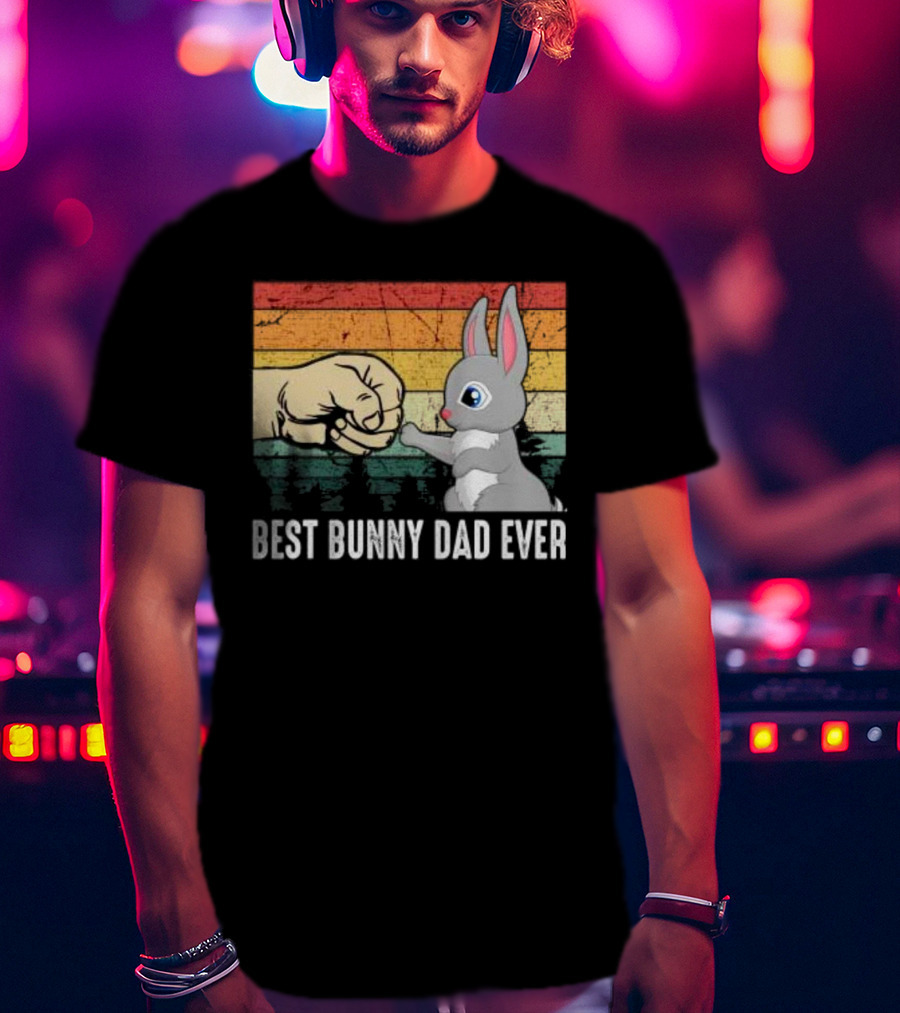 BEST BUNNY DAD EVER Vintage Fist Bump With Rabbit T-Shirt