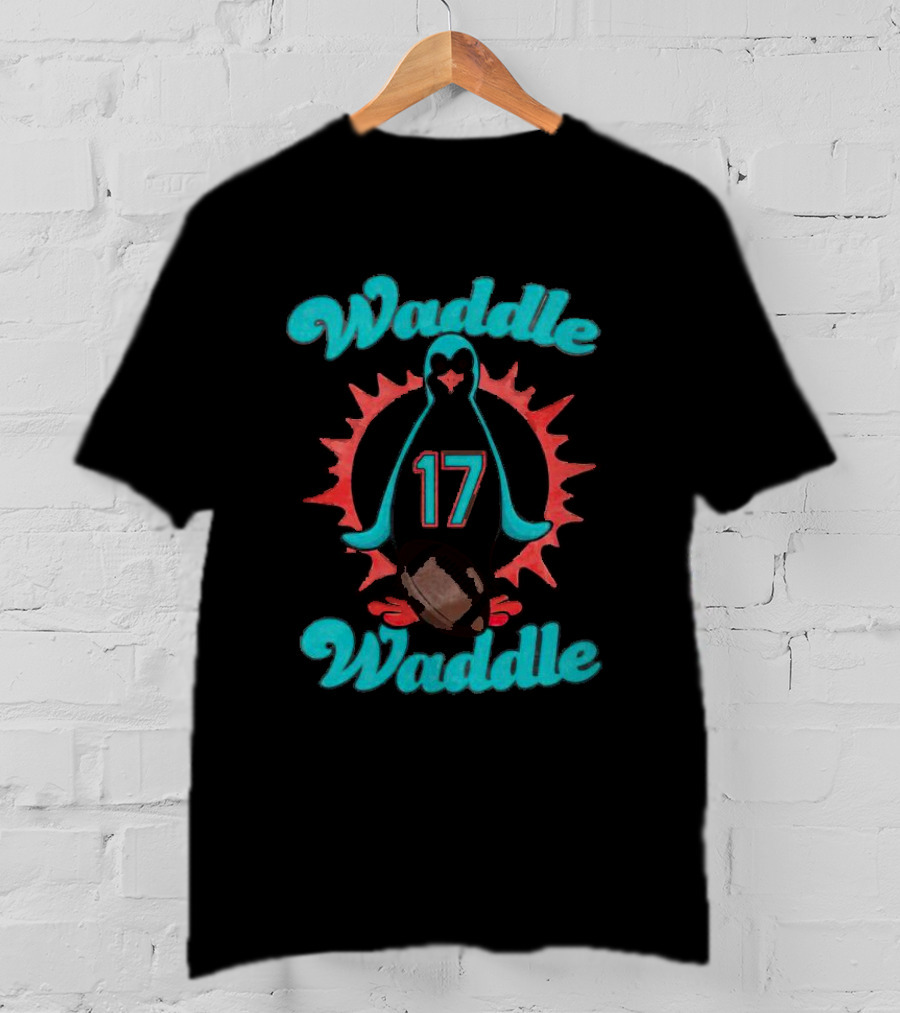 Waddle Waddle 17 Penguin Football Sunburst T-Shirt