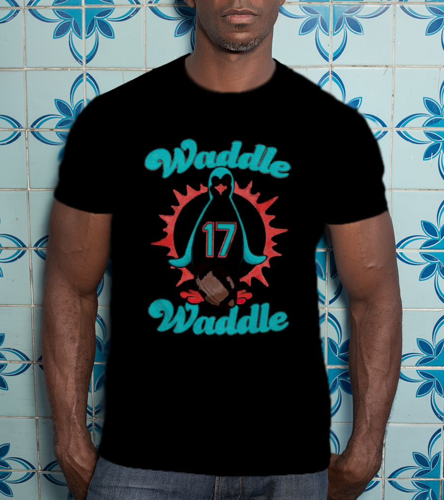 Waddle Waddle 17 Penguin Football Sunburst T-Shirt