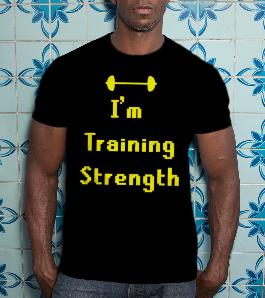 I'm Training Strength Retro Pixel Dumbbell T-Shirt