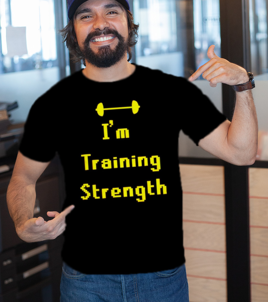 I'm Training Strength Retro Pixel Dumbbell T-Shirt